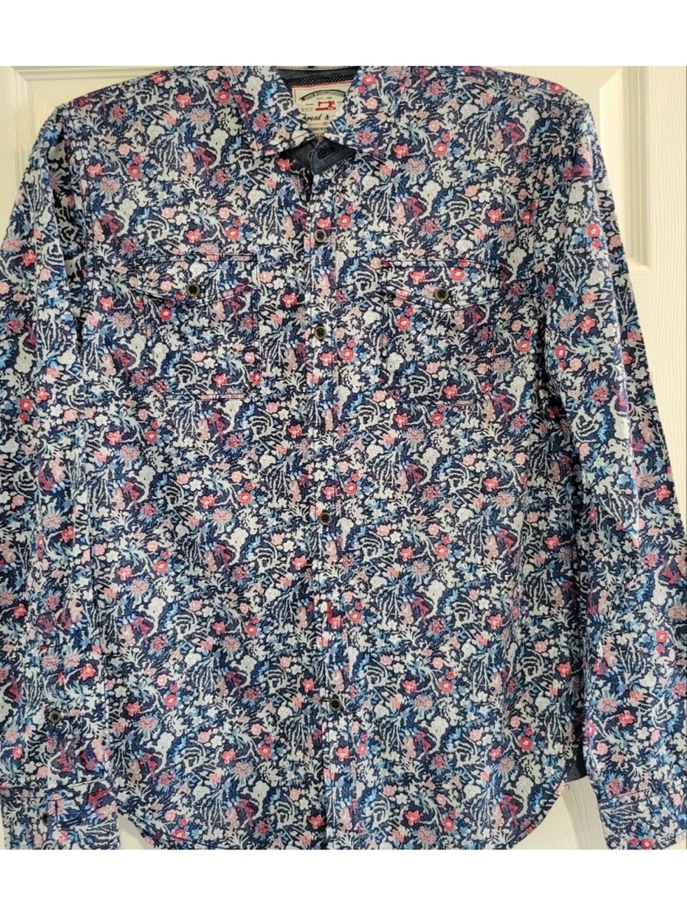 Thread & Cloth XXL Men’s Blue Multi Floral Long Sleeve Casual Button Down Shirt